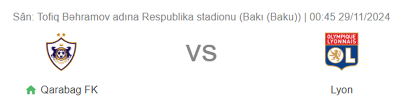 Tip kèo bóng đá trận Qarabag vs Lyon uk88