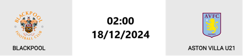 Tip kèo bóng đá trận Blackpool vs Aston Villa U21 uk88