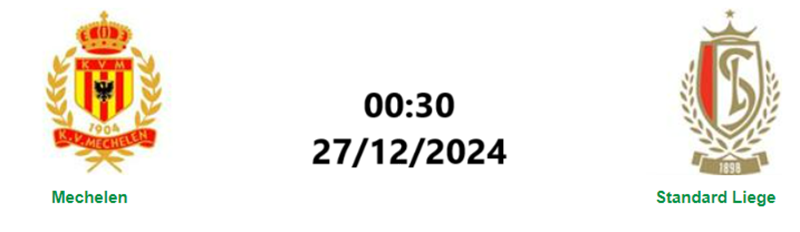Tip kèo bóng đá trận Mechelen vs Standard Liege uk88