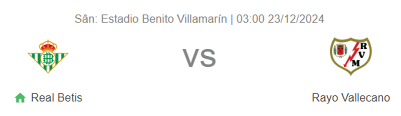 Tip kèo bóng đá trận Real Betis vs Rayo Vallecan uk88