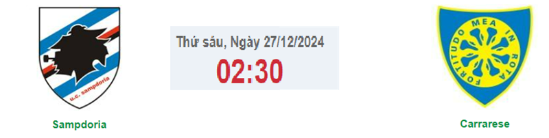 Tip kèo bóng đá trận Sampdoria vs Carrarese uk88