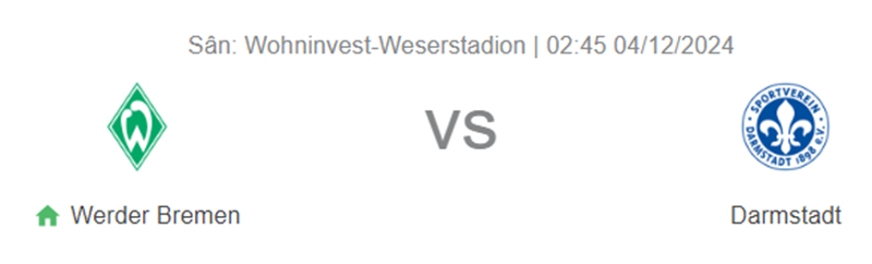 Tip kèo bóng đá trận Werder Bremen vs SV Darmstadt 98 uk88